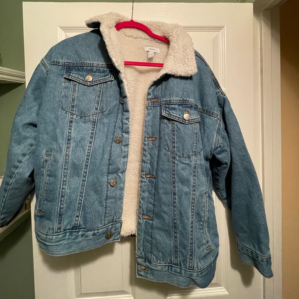 Forever 21 fur-lined denim/jean jacket
